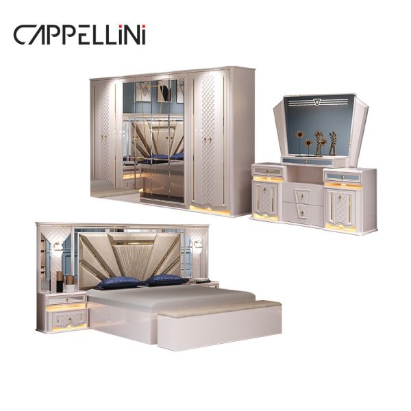 Modern Design Wood Frame Double King Size Luxury Bed Set Home Classic Luxury Wooden Mdf Full Bedroom Sets Furniture