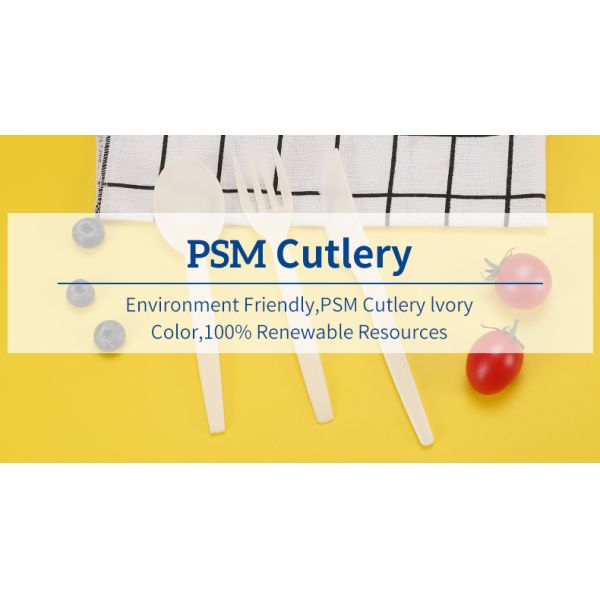 Eco Friendly Cornstarch PSM Plastic Cutlery Set Disposable Biodegradable