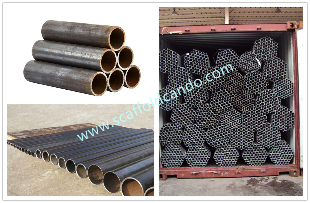 Black welding pipe, MS tube, Q235 scaffolding steel pipe, 48.3mm O.D 6000mm length, with EN 10219 BS 1139 EN 39 SGS
