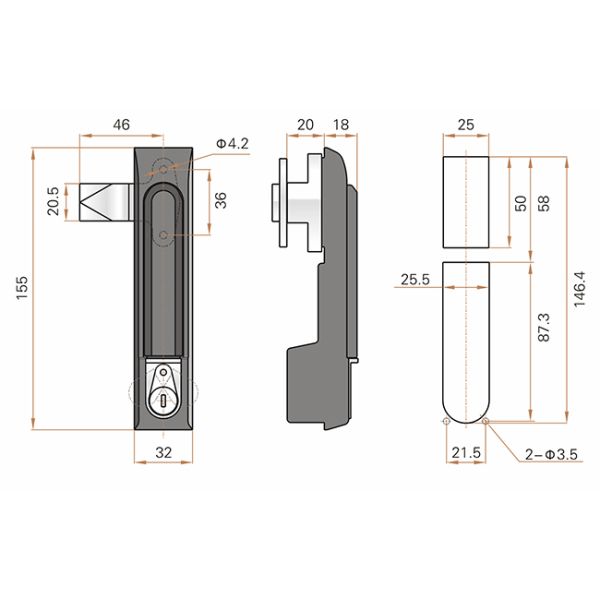 Anti Theft Dust Cover Rod Control Lock Black Power Coated Surface Treatment