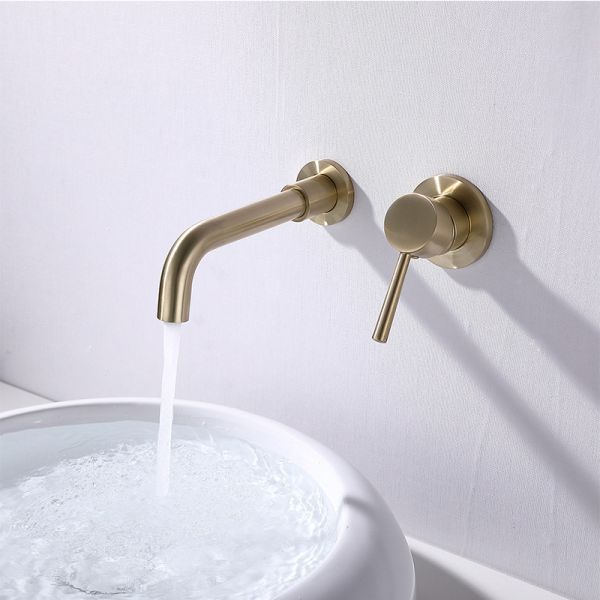 Basin Faucet Waterfall Single Hole Cold Hot Water Tap Black Brass Wall Mixer Tap