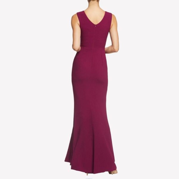 Slimming Sexy V-neck Long Red Evening Dress Front Split Slit Mermaid Manufacturer Sleeveless Floor-length