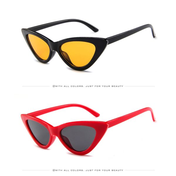 Retro Vintage Narrow Cat Eye Sunglasses Women Cat Eye Clout Glasses Plastic Frame