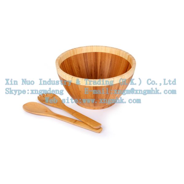 Wooden salad bowl, cutlery, spices appliances, bamboo bowl, bamboo salad shovel