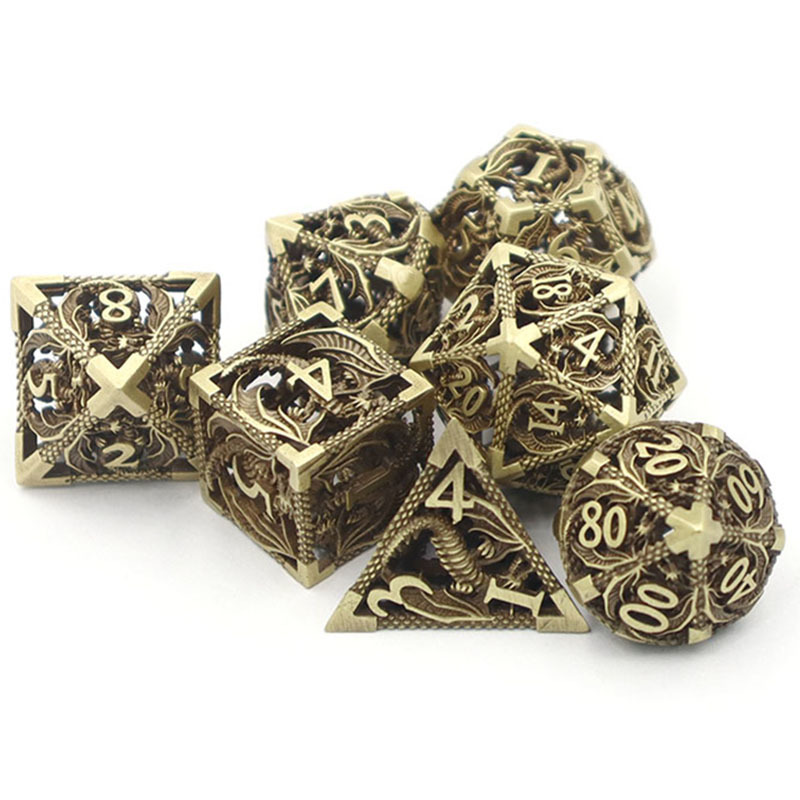 Custom Logo Brass Hollow Dice Set for DND RPG Games in 16MM-20MM Size