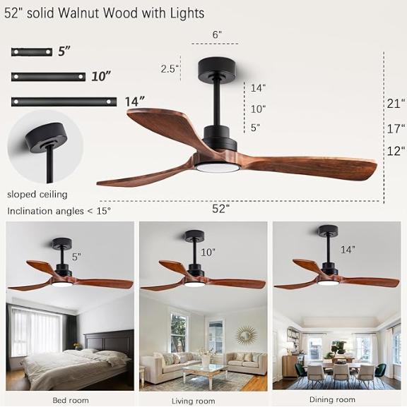 Ventilador de techo eléctrico de estilo clásico con motor de CA, decorativo de 3 palas Ventilador de techo moderno
