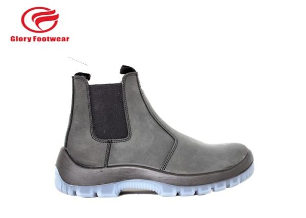 Black  Middle Cut Pull On Waterproof Steel Toe Work Boots With Suede Leather