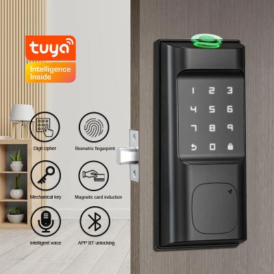 Keyless Deadbolt Fingerprint Door Lock Tuya Bluetooth Biometric Code Card Unlock