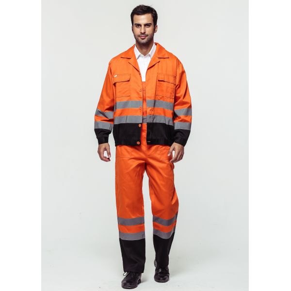 Outdoor Twill Fabric High Visibility Work Uniforms With Multi Pockets EN ISO 20471