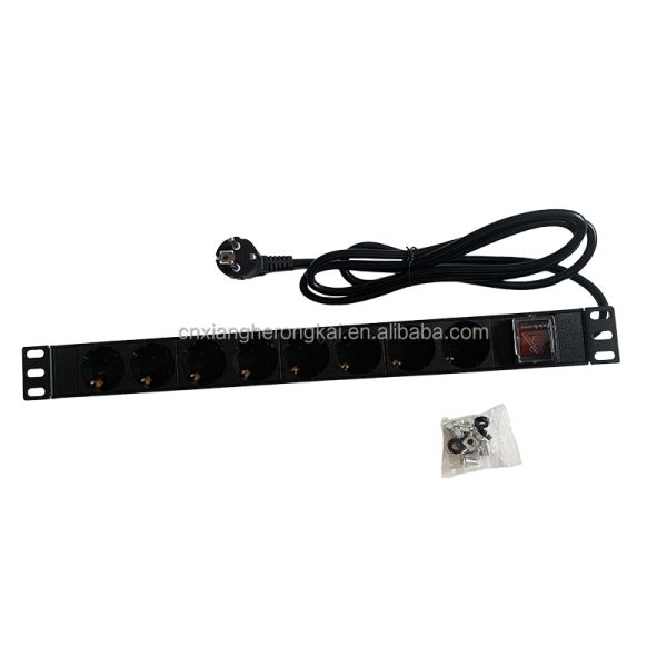 European Standard PDU 8 Sockets 1U Power Distribution Unit with On Off Switch