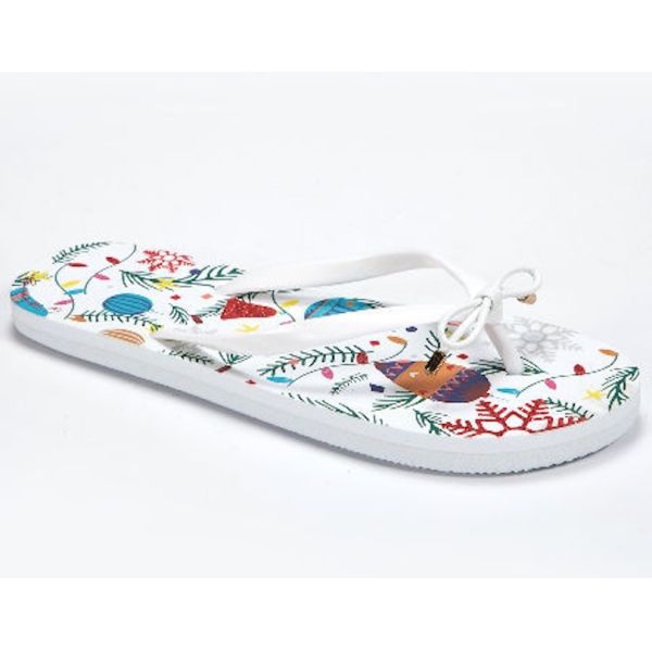 Tongs de plage pour femmes multicolores avec nœud décoratif sur le dessus