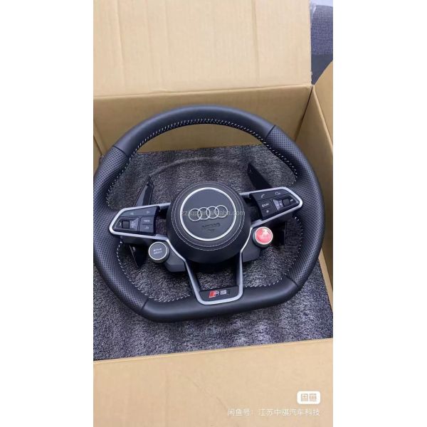 55cm Diameter True Carbon Fiber and Genuine Leather Steering Wheel for Audi R8 Full Series