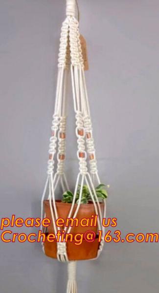 Wholesale 4 Sets colorful Macrame Plant Hanger Indoor Outdoor Hanging Planter Basket Cotton Rope 4 Legs 40 Inch--Pink