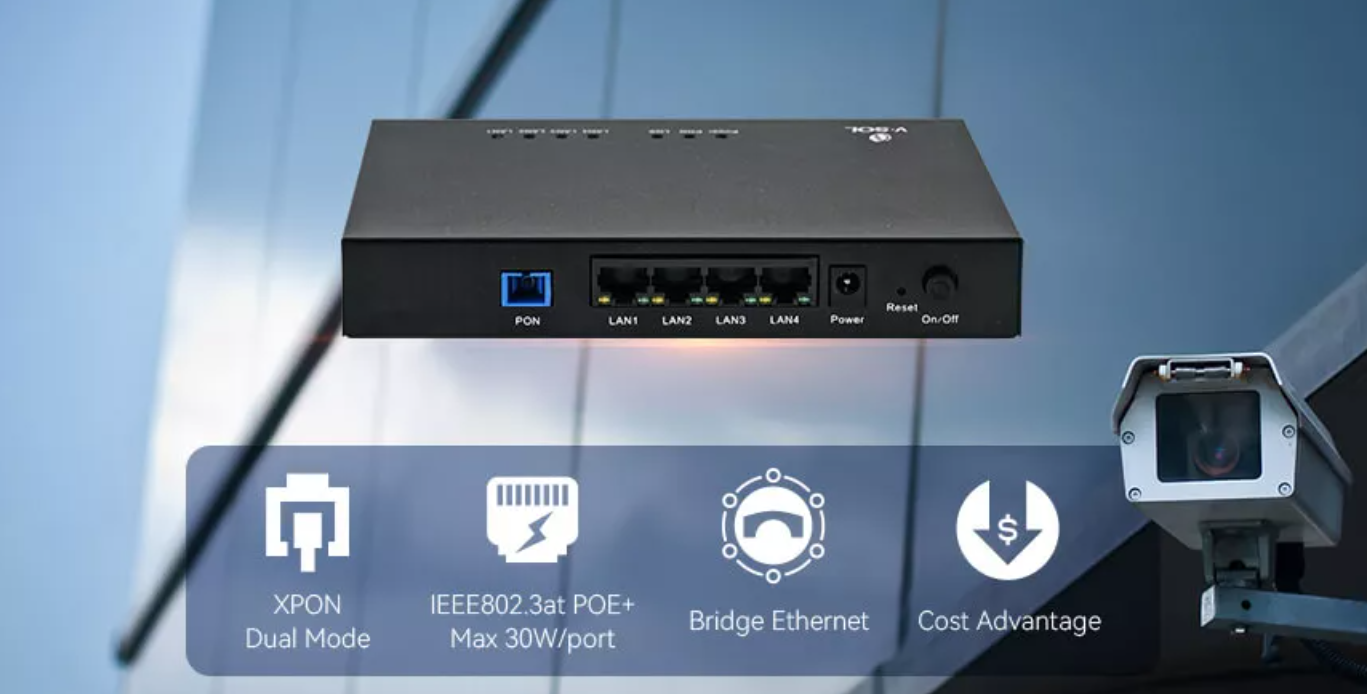 Полные порты IEEE802.3af PoE ONU гигабита GPON ONU 4 для камеры CCTV