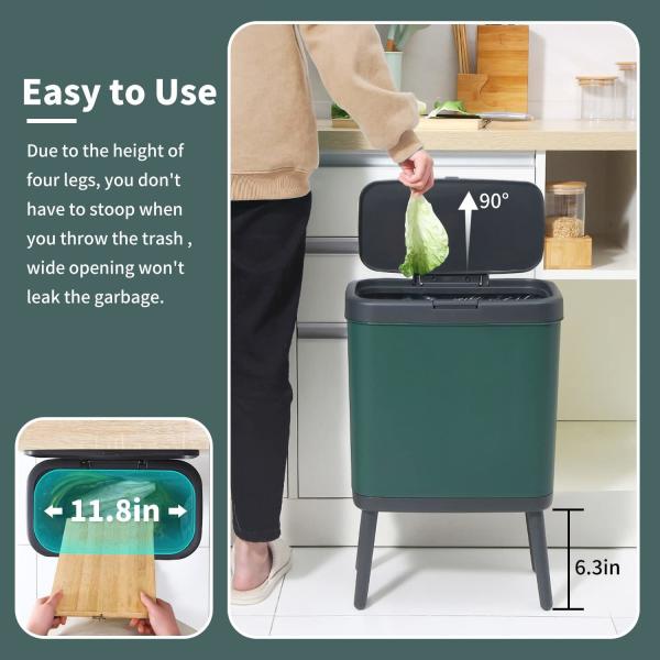 House Rectangular Push Type Plastic Trash Can with Lid Kitchen Trash Can with Legs