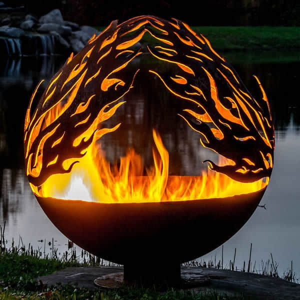 120cm Corten Steel Fire Pits 800mm Sphere Firepit Decoration