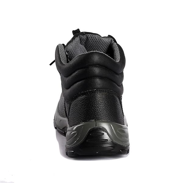 Black High Top Work Shoes Durable Leather Labor Footwear Standard Steel Toe Steel Plate Anti-Puncture Safety Shoes