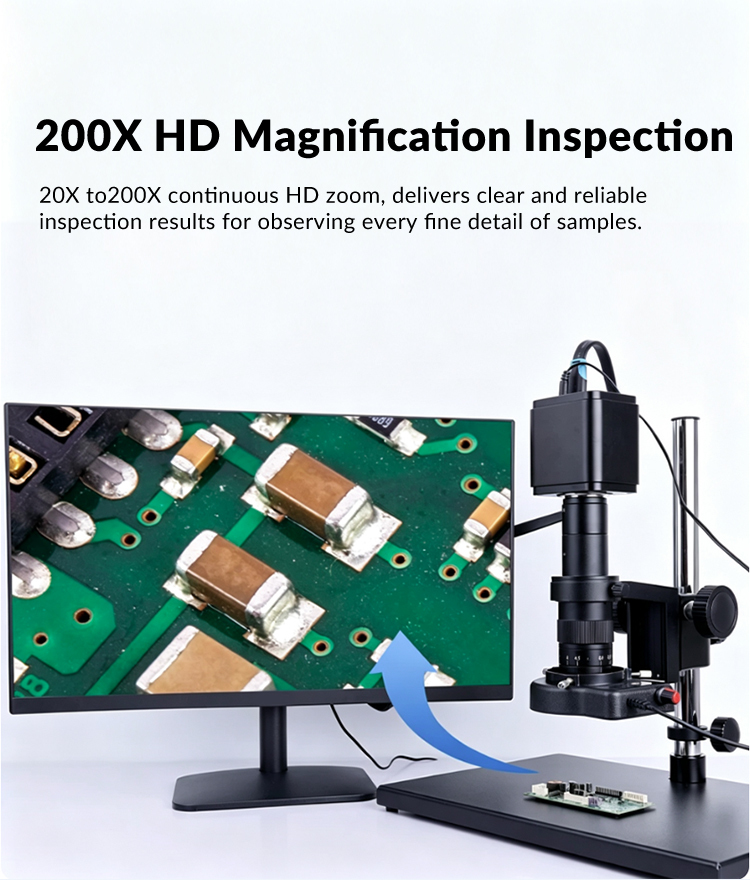 20-200X Electron Microscope Measurement USB Industrial HD CCD Camera High Magnification Professional Optical