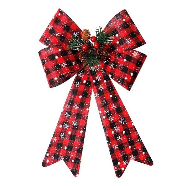 Christmas Buffalo Plaid Ribbon Bow for Indoor Outdoor Red and Black Plaid Wreath
