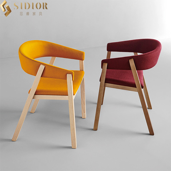 Nordic Ultra Modern Dining Chairs Solid Wood Upholstered Chair 75cm Height