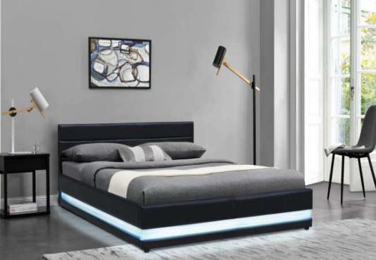 Modern Bsci Led Upholstered Bed Full Queen Size Platform With Headboard