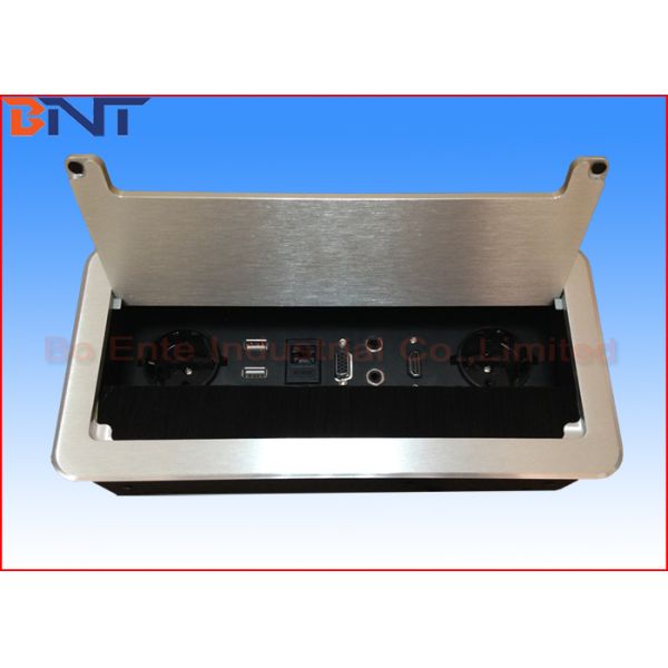 Brushed Cover Desktop Flip Up Power Outlet Universal Standard With Network Port