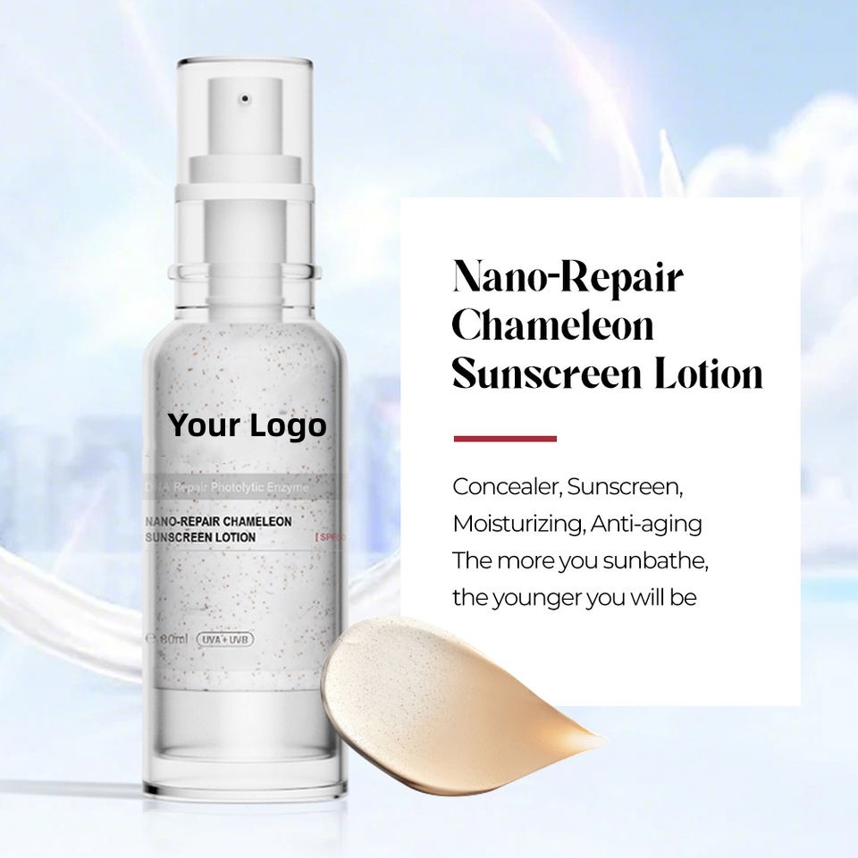 OEM ODM brand customized anti-aging UV coloring sunscreen SPF 50 waterproof physics+facial moisturizer sunscreen lotion