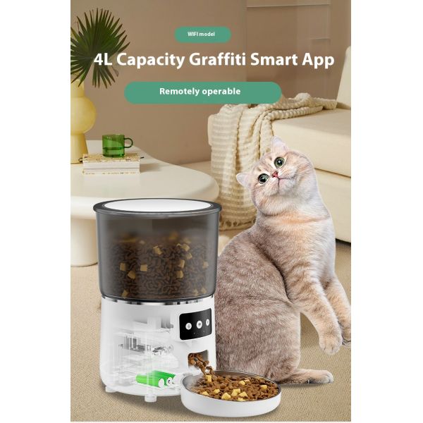 Smart WIFI Automatic Pet Feeder Solid Pattern Stainless Steel Mobile Phone Remote Control Via APP New Dual Chargeable Plastic