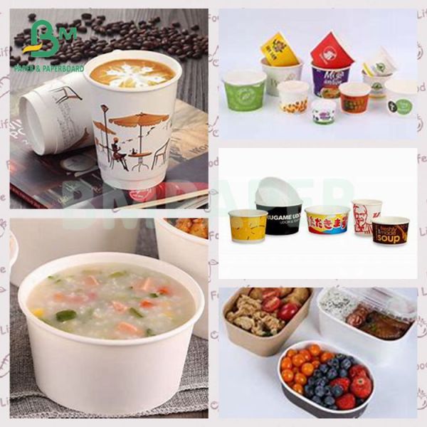 245гм водонепроницаемая жиронепроницаемая салатная миска Белая PE покрытая бумага