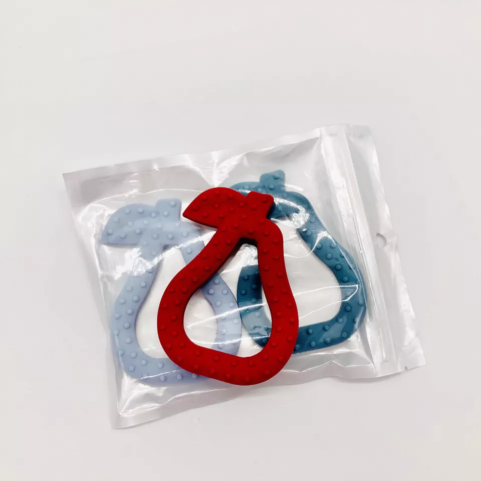 Custom Color Soft Silic Infant Pacifier At Night Pear Shape Infant Teether