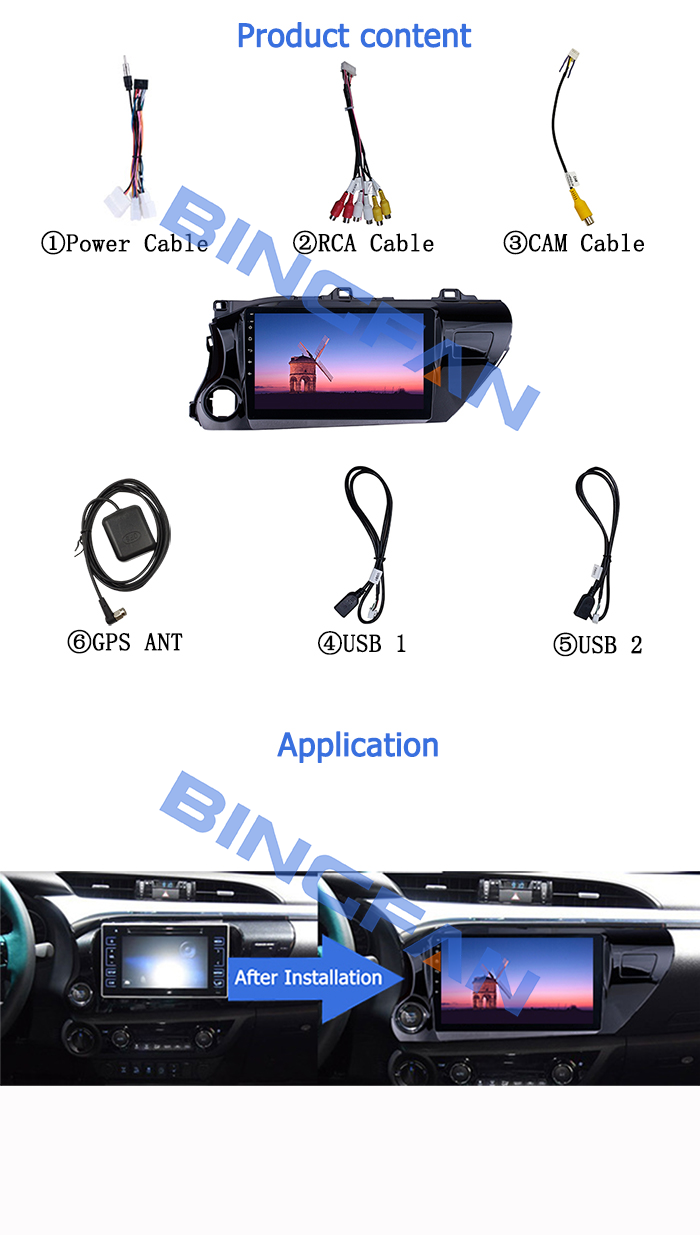 Android de 10 pulgadas 1 GB de RAM 16 GB ROM 1024 * 600 pantalla táctil Cuad Core Video de automóvil GPS Unidades de navegación para Toyota Hilux 20