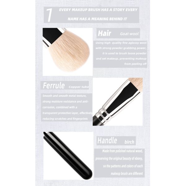A30 Custom Made Natural Animal Hair Makeup Brushes Round Head Skin Friendly