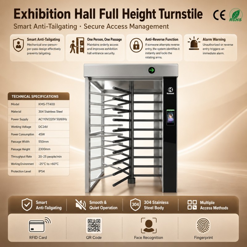 Full Height Turnstile With Real Name Face Recognition Access For Construction Sites
