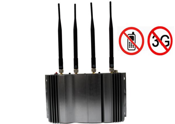 Indoor Silver Cell Phone Signal Jammer 33dBm , Four Band Blocker EST-808A
