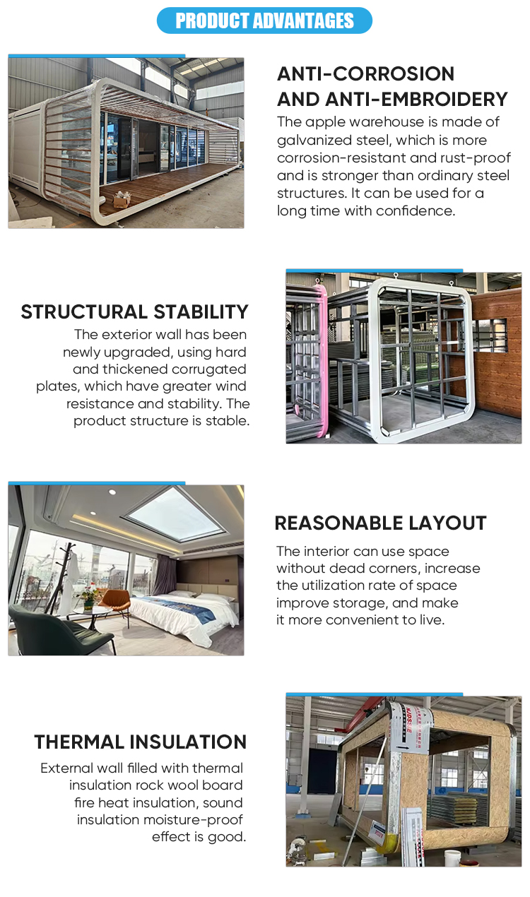Luxury Outdoor Glamping Apple Cabin Prefab Mobile House With Panoramic Glass Walls and Smart Home System for Resort Hotel Villa