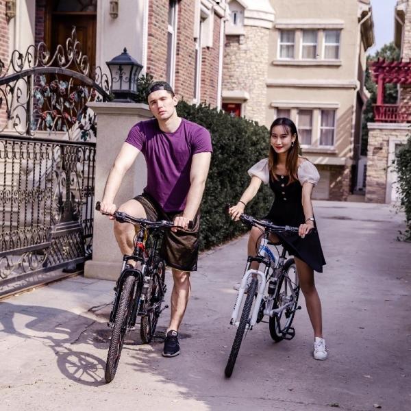 24/26 Inches Carbon Steel Foldable Bicycle with Integrated Shift Levers and Aluminum Alloy Brake Handle