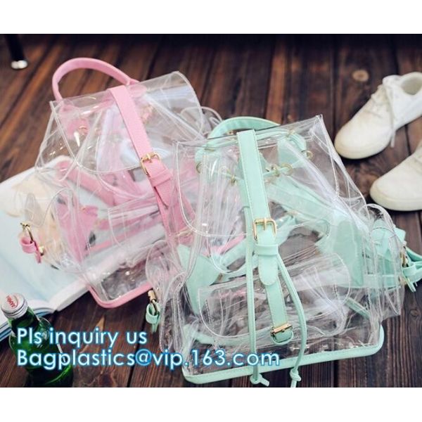 backpack wholesale with padded straps, Promotional Transparent PVC School Backpack with Customized Logo Clear Children B
