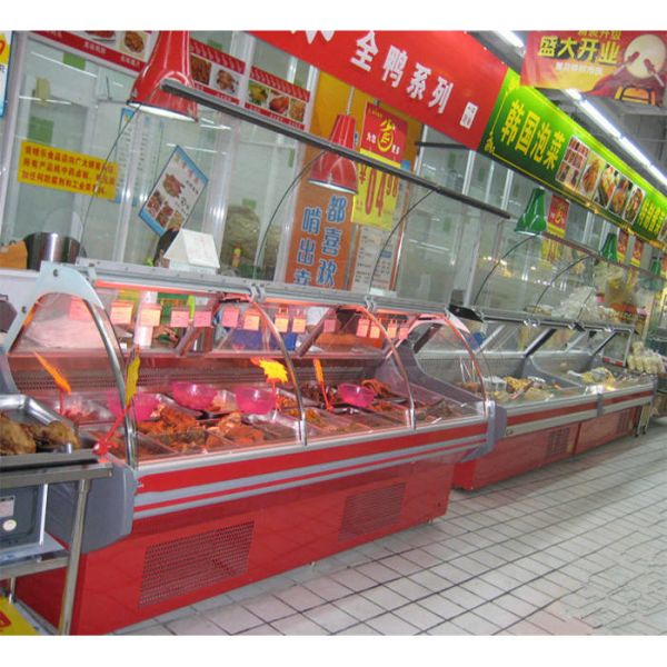 Curved Glass 2m Supermarket Refrigeration Equipments