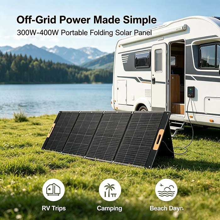 400W Collapsible ETFE‑Laminated Solar Panel, Portable Off‑Grid Solar Power for