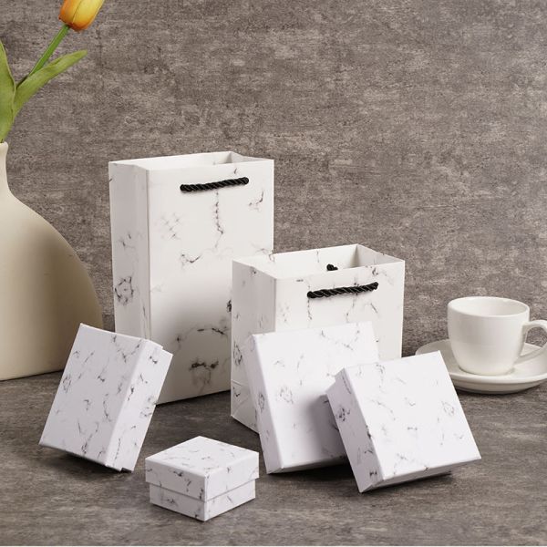 Marbled Jewelry Packaging Box For Earrings Ring Necklace Bracelet