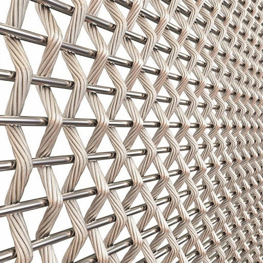 Architectural Decorative Stainless Steel Cable Rod Woven Wire Mesh For Indoor Curtain Mesh