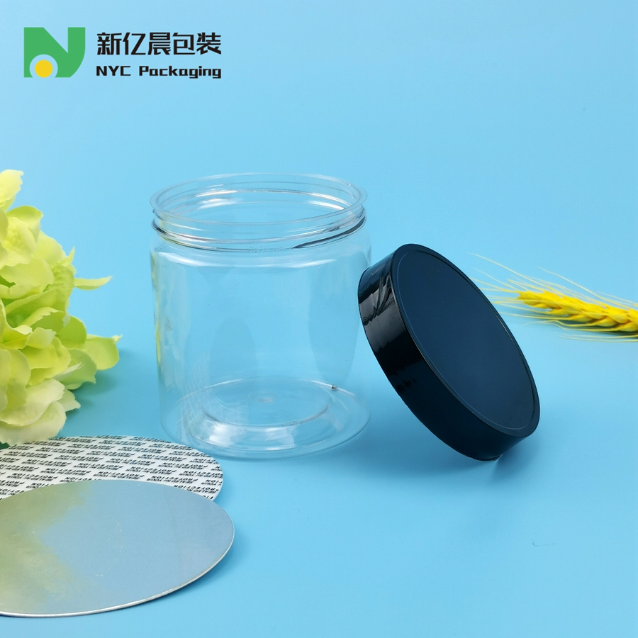 1460ml Food Grade Cookie Clear Plastic Jars White Lids