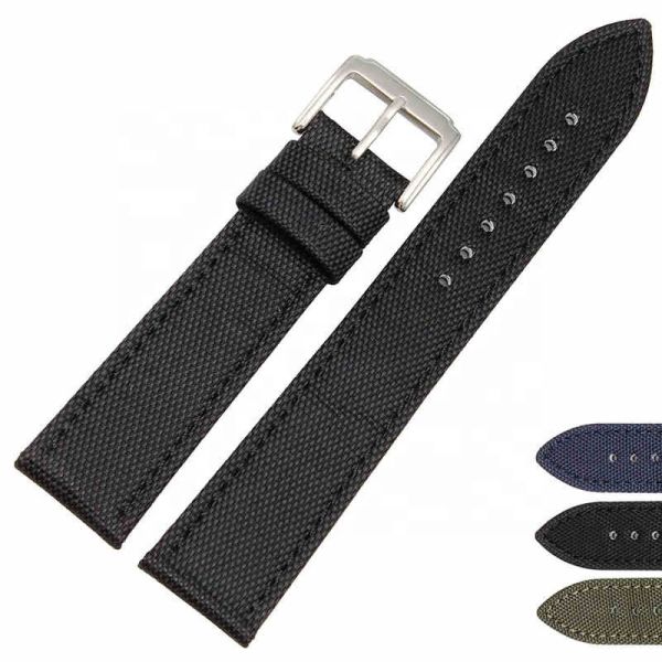 Black Waterproof Canvas Strap · 16~24mm