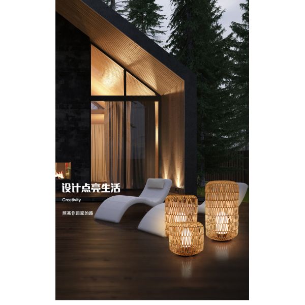 Outdoor Lawn Rattan Garden Lanterns Ip44 Water Resistant For Hotel