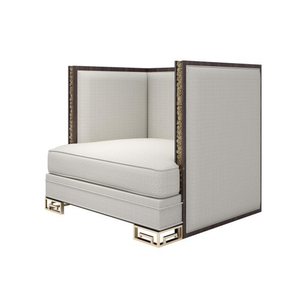 Light luxury Sofa set in Fashion hotel lobby used Stainless steel and Linen fabric upholstered seating furniture