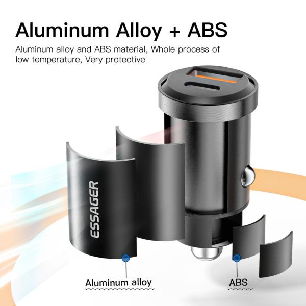 Essager 30W 45W USB Type C Car Charger With Over-Charging Protection