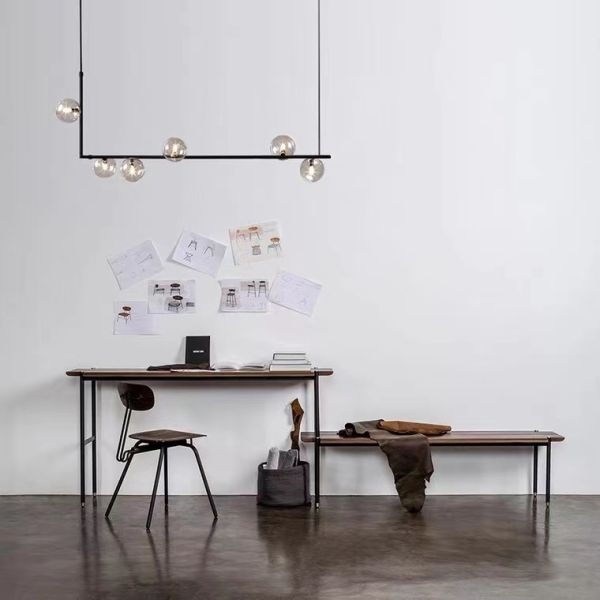 Nordic Long Modern Glass RestaurantChandelier Pendant Brass Iron Lamp
