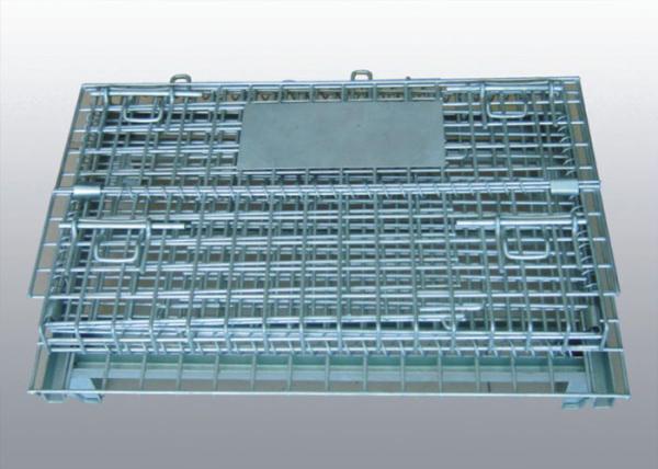 Empilhadeira Container de arame de aço dobrável, Container de arame industrial Caixas de armazenamento