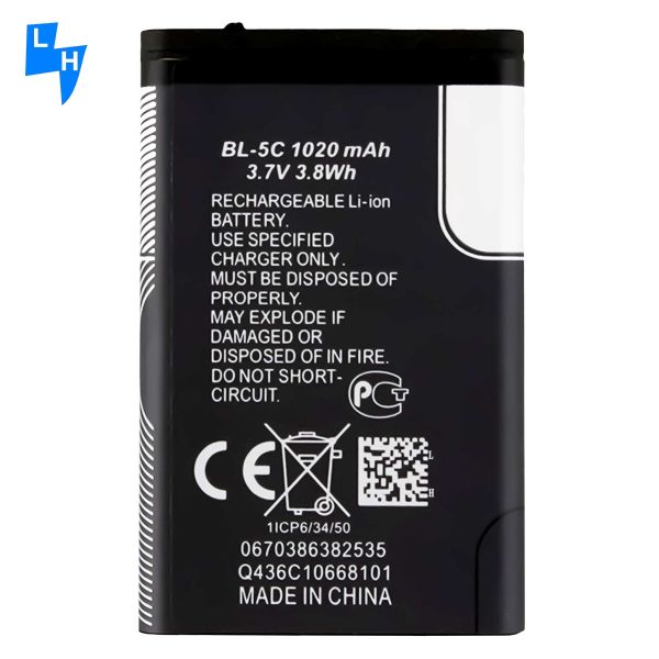 500 PCS MOQ BL-5C 1020mAh батарея для Nokia C2-01 2700 Classic 6030 3110C 1100 1200 1650
