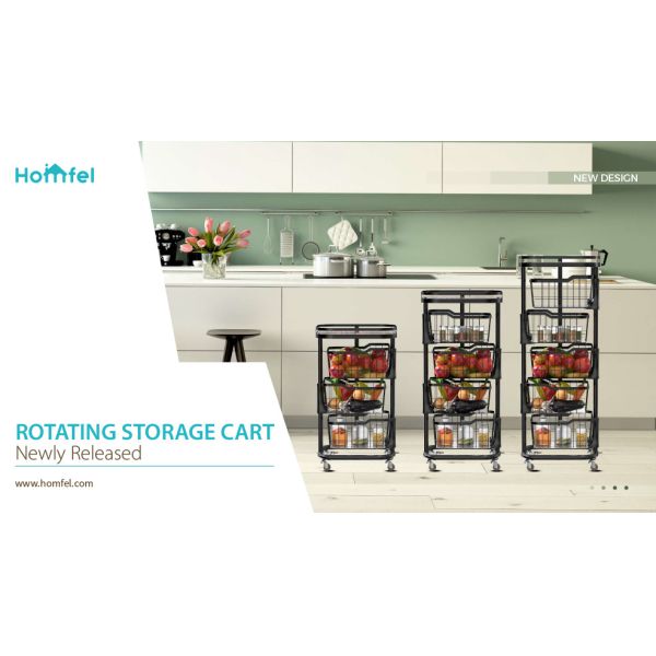 Foldable Design Steel Storage Trolley , 3 Tier Rolling Utility Cart Multifunctional
